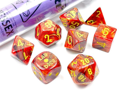 Gamers Guild AZ Chessex CHX30050 Chessex Lab Dice: Vortex Underworld/yellow Chessex