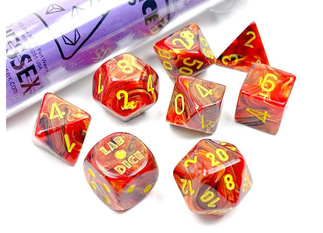 Gamers Guild AZ Chessex CHX30050 Chessex Lab Dice: Vortex Underworld/yellow Chessex
