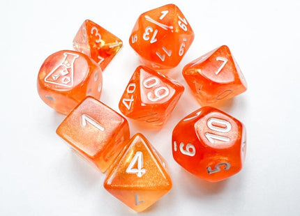 Gamers Guild AZ Chessex CHX30052 Chessex Lab Dice: Borealis Blood Orange/white Luminary Chessex