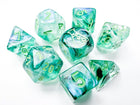 Gamers Guild AZ Chessex CHX30054 Chessex Lab Dice: Borealis Kelp/light green Luminary Chessex