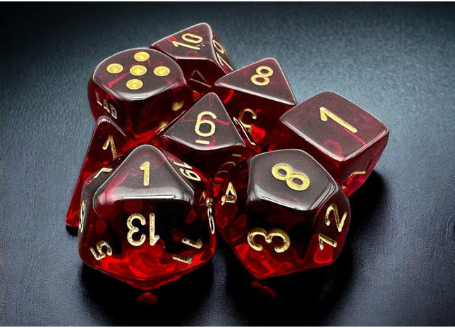 Gamers Guild AZ Chessex CHX30058 Chessex Lab Dice: Translucent Crimson/gold Chessex