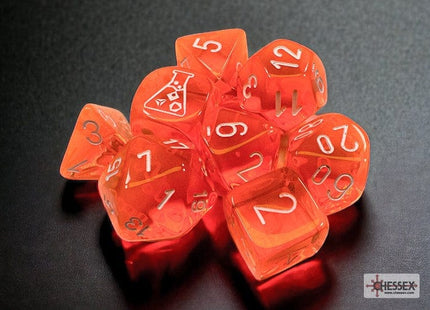 Gamers Guild AZ Chessex CHX30060 Chessex Lab Dice: Translucent Neon Orange/white Chessex