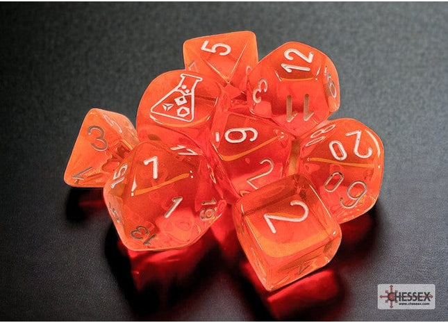 Gamers Guild AZ Chessex CHX30060 Chessex Lab Dice: Translucent Neon Orange/white Chessex