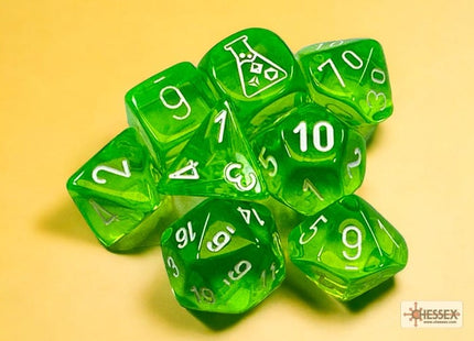 Gamers Guild AZ Chessex CHX30062 Chessex Lab Dice: Translucent Rad Green/white Chessex