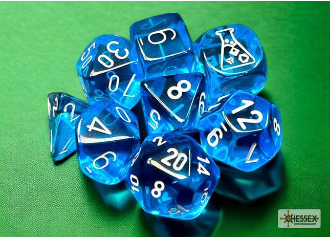 Gamers Guild AZ Chessex CHX30063 Chessex Lab Dice: Translucent Tropical Blue/white Chessex