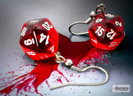 Gamers Guild AZ Chessex CHX54201 - Hook Earrings Translucent Red Mini-Poly d20 Pair Chessex