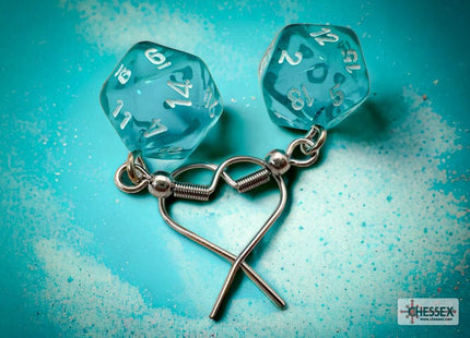 Gamers Guild AZ Chessex CHX54202 - Hook Earrings Translucent Teal Mini-Poly d20 Pair Chessex
