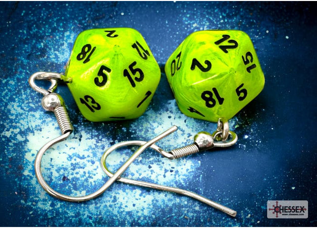 Gamers Guild AZ Chessex CHX54206 - Hook Earrings Festive® Circus™ Mini-Poly d20 Pair Chessex