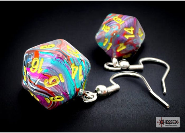 Gamers Guild AZ Chessex CHX54207 -Hook Earrings Festive® Mosaic Mini-Poly d20 Pair Chessex