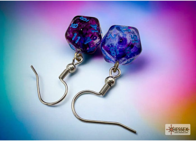 Gamers Guild AZ Chessex CHX54210 - Hook Earrings Nebula® Nocturnal™ Mini-Poly d20 Pair Chessex