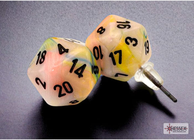 Gamers Guild AZ Chessex CHX54506 - Stud Earrings Festive® Circus™ Mini-Poly d20 Pair Chessex