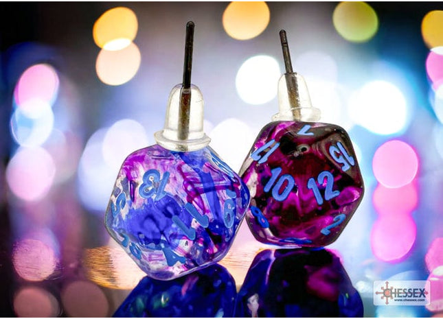 Gamers Guild AZ Chessex CHX54510 - Stud Earrings Nebula® Nocturnal™ Mini-Poly d20 Pair Chessex