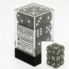 Gamers Guild AZ Chessex CHXLE409 - Chessex 16mm Set of 12 D6 Frosted Smoke/White Chessex