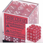 Gamers Guild AZ Chessex CHXLE412 -  Chessex 12mm D6 Red/White Frosted Chessex