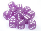 Gamers Guild AZ Chessex CHXLE433 - Frosted™ 16mm d6 Purple/white Dice Block™ (12 dice) Chessex