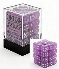 Gamers Guild AZ Chessex CHXLE435 -  Chessex 12mm D6 Purple/White Frosted Chessex
