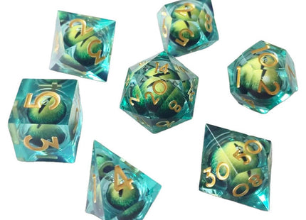 Gamers Guild AZ Chronicle RPG Accessories 7 Dice Set: "ICU" Liquid Core - Green ACD Distribution