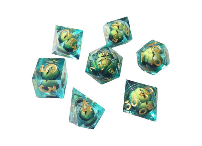 Gamers Guild AZ Chronicle RPG Accessories 7 Dice Set: "ICU" Liquid Core - Green ACD Distribution