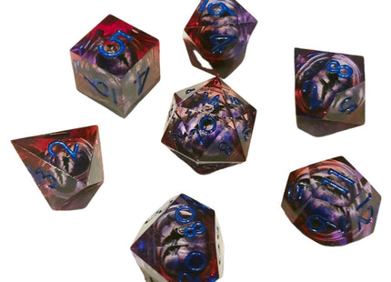 Gamers Guild AZ Chronicle RPG Accessories 7 Dice Set: "ICU" Liquid Core - Purple Red ACD Distribution