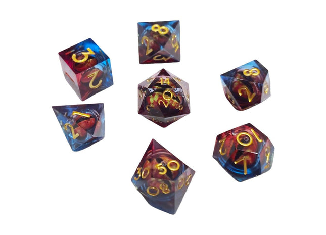 Gamers Guild AZ Chronicle RPG Accessories 7 Dice Set: ICU Liquid Core - Red Blue ACD Distribution
