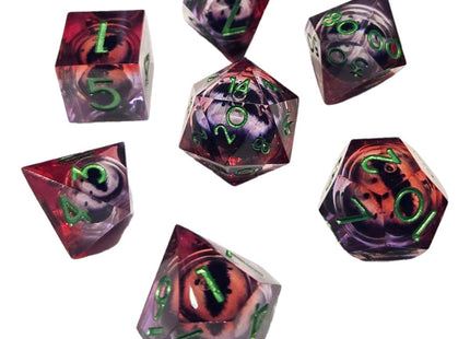 Gamers Guild AZ Chronicle RPG Accessories 7 Dice Set: "ICU" Liquid Core - Red Purple ACD Distribution