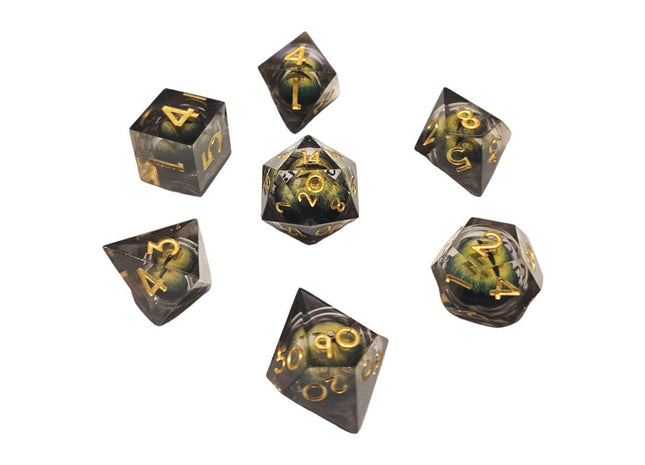 Gamers Guild AZ Chronicle RPG Accessories 7 Dice Set: "ICU" Liquid Core - Sickly Green ACD Distribution