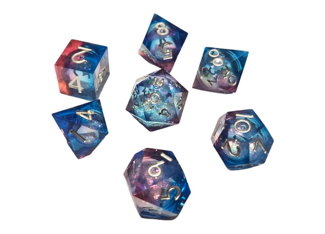 Gamers Guild AZ Chronicle RPG Accessories 7 Dice Set: Nebula Liquid Core - Pink Blue ACD Distribution