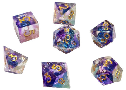 Gamers Guild AZ Chronicle RPG Accessories 7 Dice Set: Nebula Liquid Core - Purple Blue ACD Distribution