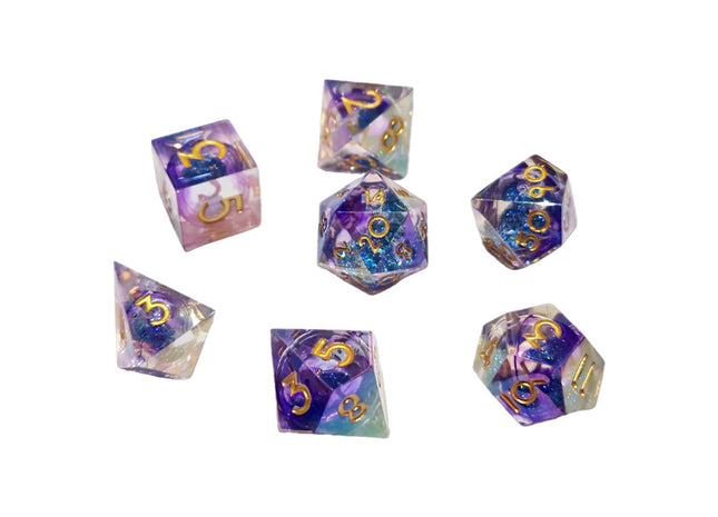 Gamers Guild AZ Chronicle RPG Accessories 7 Dice Set: Nebula Liquid Core - Purple Blue ACD Distribution