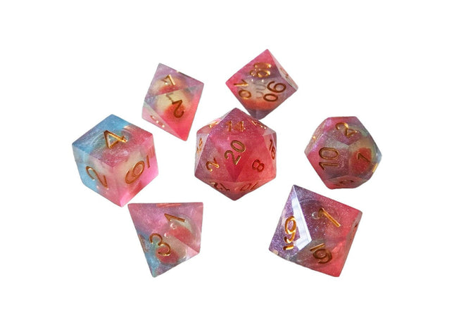 Gamers Guild AZ Chronicle RPG Accessories 7 Dice Set: Sparkle Liquid Core - Red Candy ACD Distribution