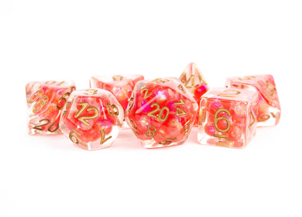 Gamers Guild AZ Clearance Clearance - 7-Die Set 16mm: Pearl - Red with Copper Numbers - Black Friday Clearance