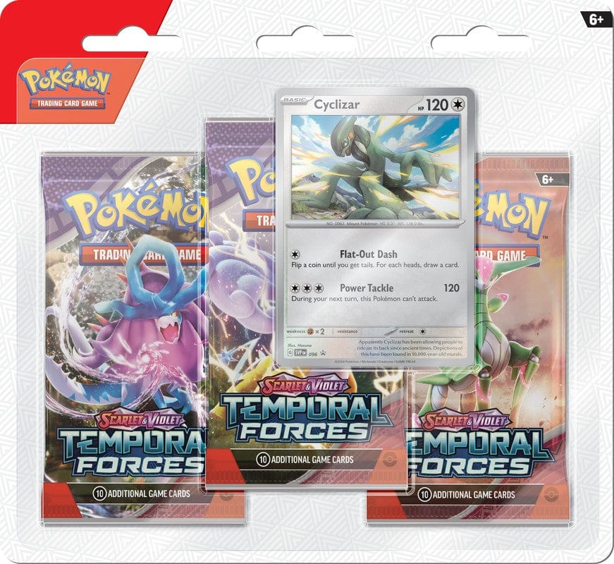 Pokemon: Scarlet and Violet 5 Temporal Forces - 3-Pack Blister: Cycliz Gamers Guild AZ Pokemon: Scarlet and Violet 5 Temporal Forces - 3-Pack Blister: Cycliz Gamers Guild AZ