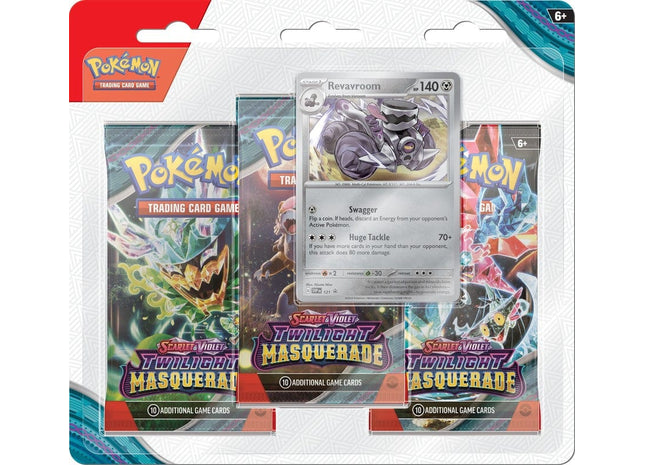 Gamers Guild AZ Clearance Pokemon Scarlet & Violet 6 Twilight Masquerade 3-Pack Blister - Revavroom (Pre-Order) Pokemon