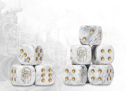 Gamers Guild AZ Conquest Conquest: City States Logo on Light Grey Marbled Dice (Pre-Order) Para Bellum Games