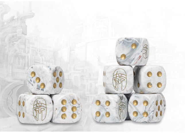 Gamers Guild AZ Conquest Conquest: City States Logo on Light Grey Marbled Dice (Pre-Order) Para Bellum Games