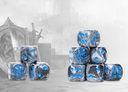 Gamers Guild AZ Conquest Conquest: Dice - Hundred Kingdoms Logo on Steel Marbled Dice - 24 per pack Para Bellum Games