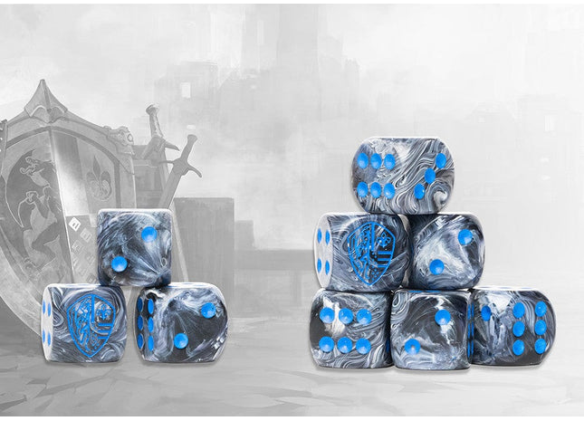 Gamers Guild AZ Conquest Conquest: Dice - Hundred Kingdoms Logo on Steel Marbled Dice - 24 per pack Para Bellum Games