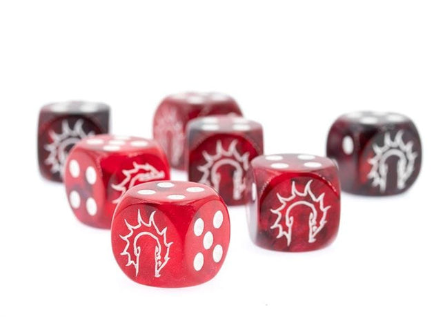 Gamers Guild AZ Conquest Conquest: First Blood Logo on Dark Red/Black Marbled Dice (Pre-Order) Para Bellum Games