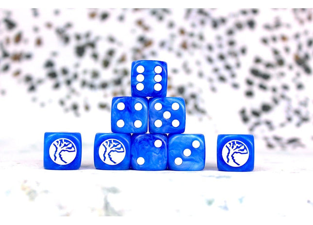 Gamers Guild AZ Conquest Conquest: Nords Faction Dice On Bright Blue Swirl Para-Bellum Games