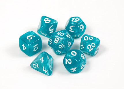 Gamers Guild AZ Die Hard Die Hard Dice - 7 piece Set - Elessia Essentials - Teal with White Die Hard