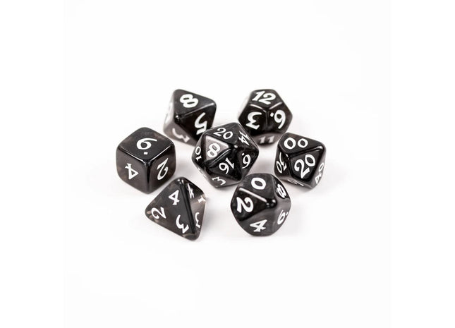 Gamers Guild AZ Die Hard Die Hard Dice - Elessia Essentials - Black with White Discontinue