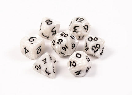 Gamers Guild AZ Die Hard Die Hard Dice - Elessia Essentials - White with Black Discontinue