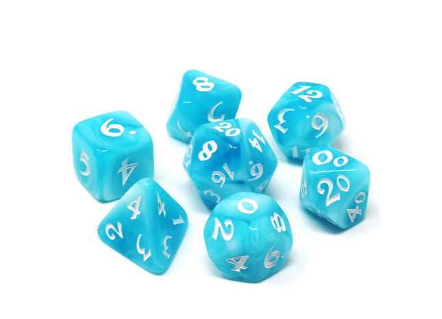 Gamers Guild AZ Die Hard Die Hard Metal Dice - 7 piece Set - Elessia Essentials - Glacial Gale Die Hard