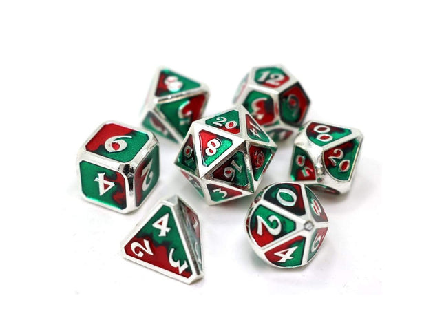 Gamers Guild AZ Die Hard Die Hard Metal Dice - 7 Piece Set - Holly Daze Die Hard