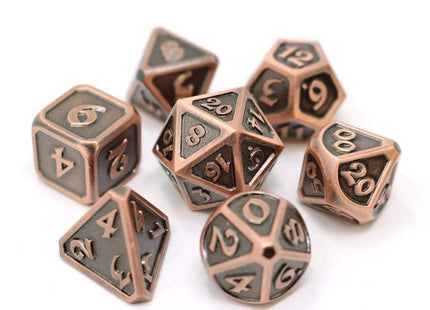 Gamers Guild AZ Die Hard Die Hard Metal Dice - 7-piece Set - Mythica Battleworn Copper - Black Friday Discontinue