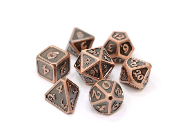 Gamers Guild AZ Die Hard Die Hard Metal Dice - 7-piece Set - Mythica Battleworn Copper - Black Friday Discontinue