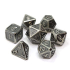 Gamers Guild AZ Die Hard Die Hard Metal Dice - 7-piece Set - Mythica Battleworn Silver - Black Friday Discontinue
