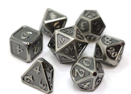 Gamers Guild AZ Die Hard Die Hard Metal Dice - 7-piece Set - Mythica Battleworn Silver Die Hard