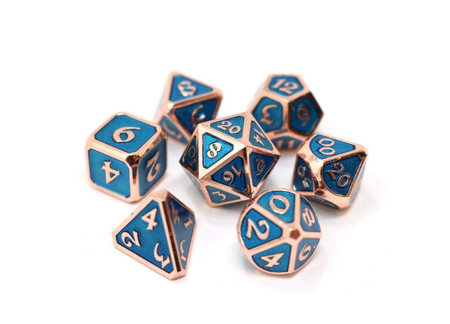 Gamers Guild AZ Die Hard Die Hard Metal Dice - 7-piece Set - Mythica Copper Aquamarine Die Hard