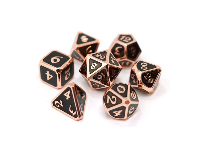 Gamers Guild AZ Die Hard Die Hard Metal Dice - 7-piece Set - Mythica Copper Onyx - Black Friday Discontinue